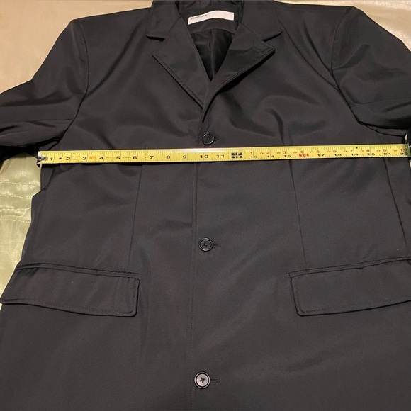 Perry Ellis Men's Large Black Trench Coat Vintage - Picture 10 of 11
